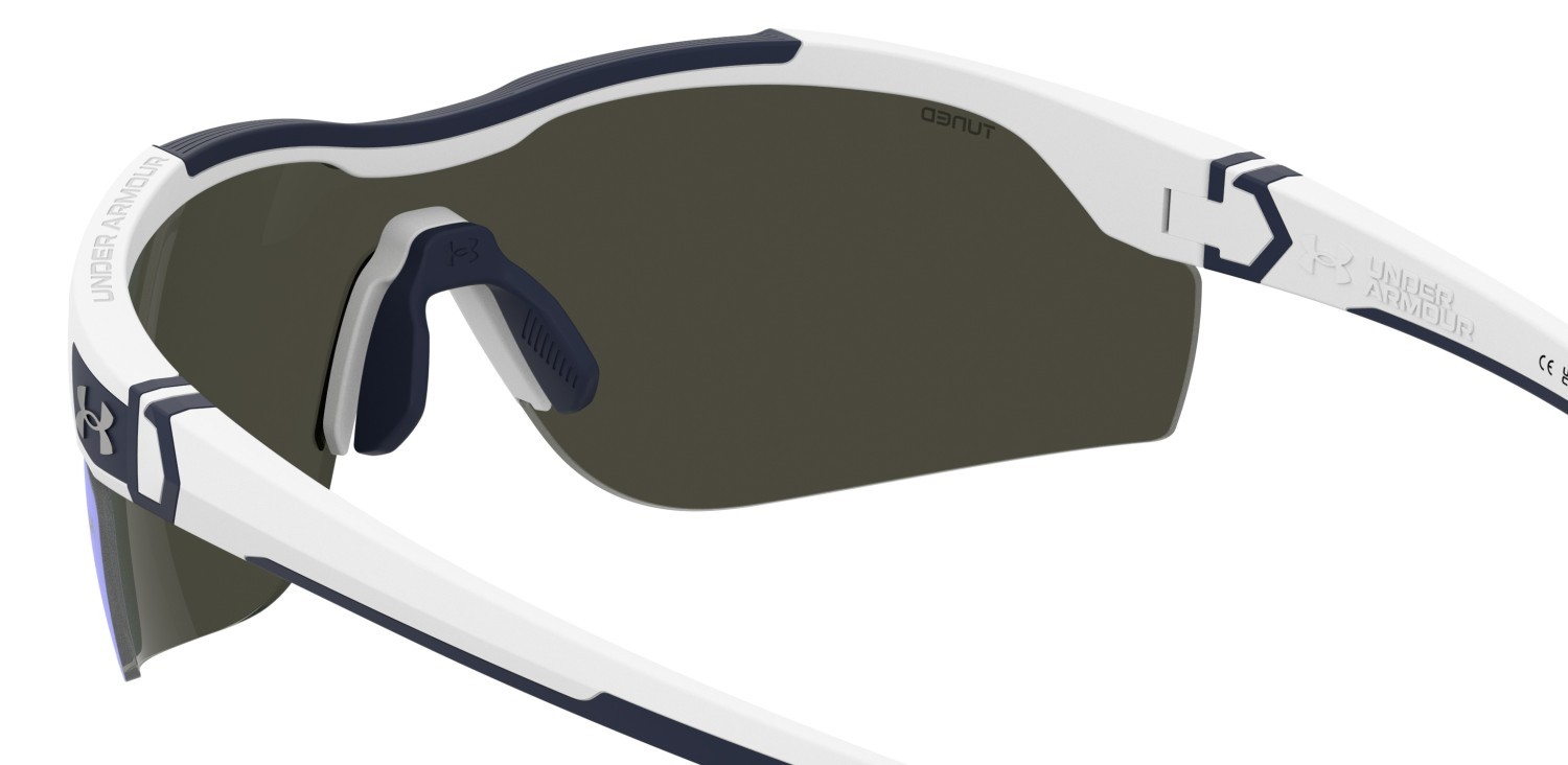 Sunglasses Under Armour Ua Yard Pro 2 208517 WWK W1 color matte white blue shape rectangle lenses blue multilayer oleophobic