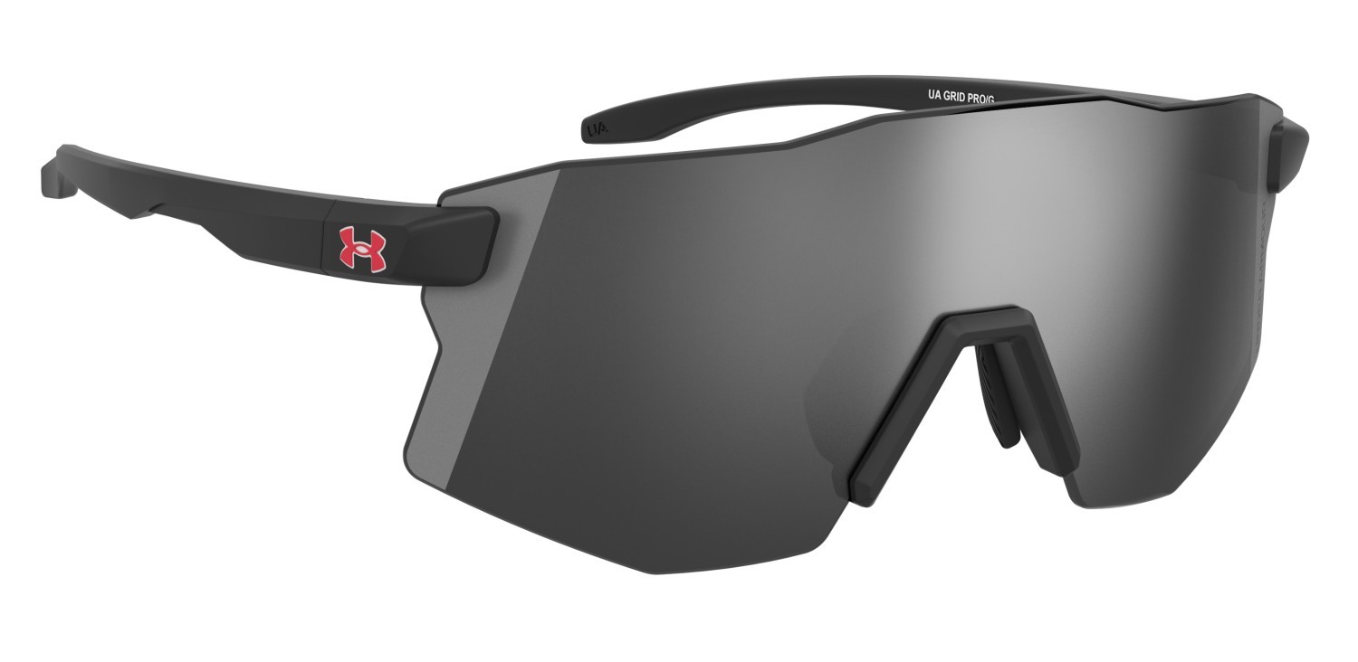 Sunglasses Under Armour Ua Grid Pro/G 208518 124 T4 color matte black silver shape mask lenses silver mirror