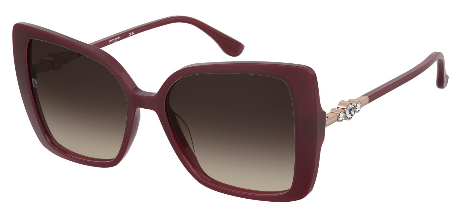 Sunglasses Pierre Cardin P.c. 8553/S 208525 LHF HA color burgundy 2 shape butterfly lenses brown shaded