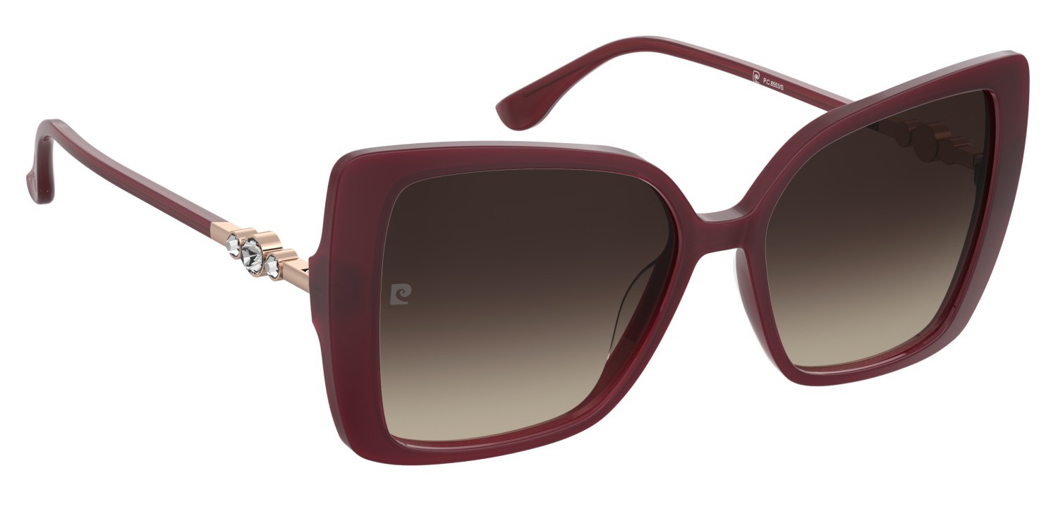 Sunglasses Pierre Cardin P.c. 8553/S 208525 LHF HA color burgundy 2 shape butterfly lenses brown shaded