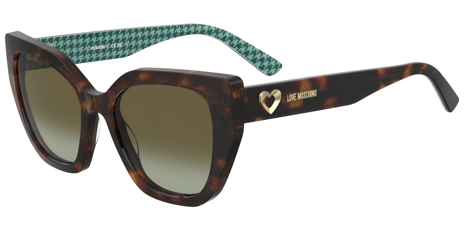Sunglasses Moschino Love Mol098/S 208534 2VM BC color havana pattern shape cat eye lenses brown green degrade'
