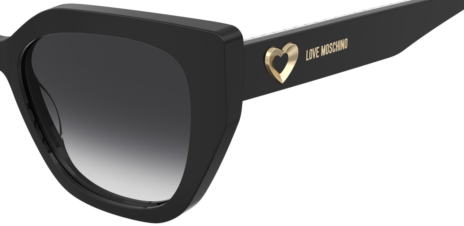 Sunglasses Moschino Love Mol098/S 208534 7RM 9O color pattern black shape cat eye lenses dark grey shaded