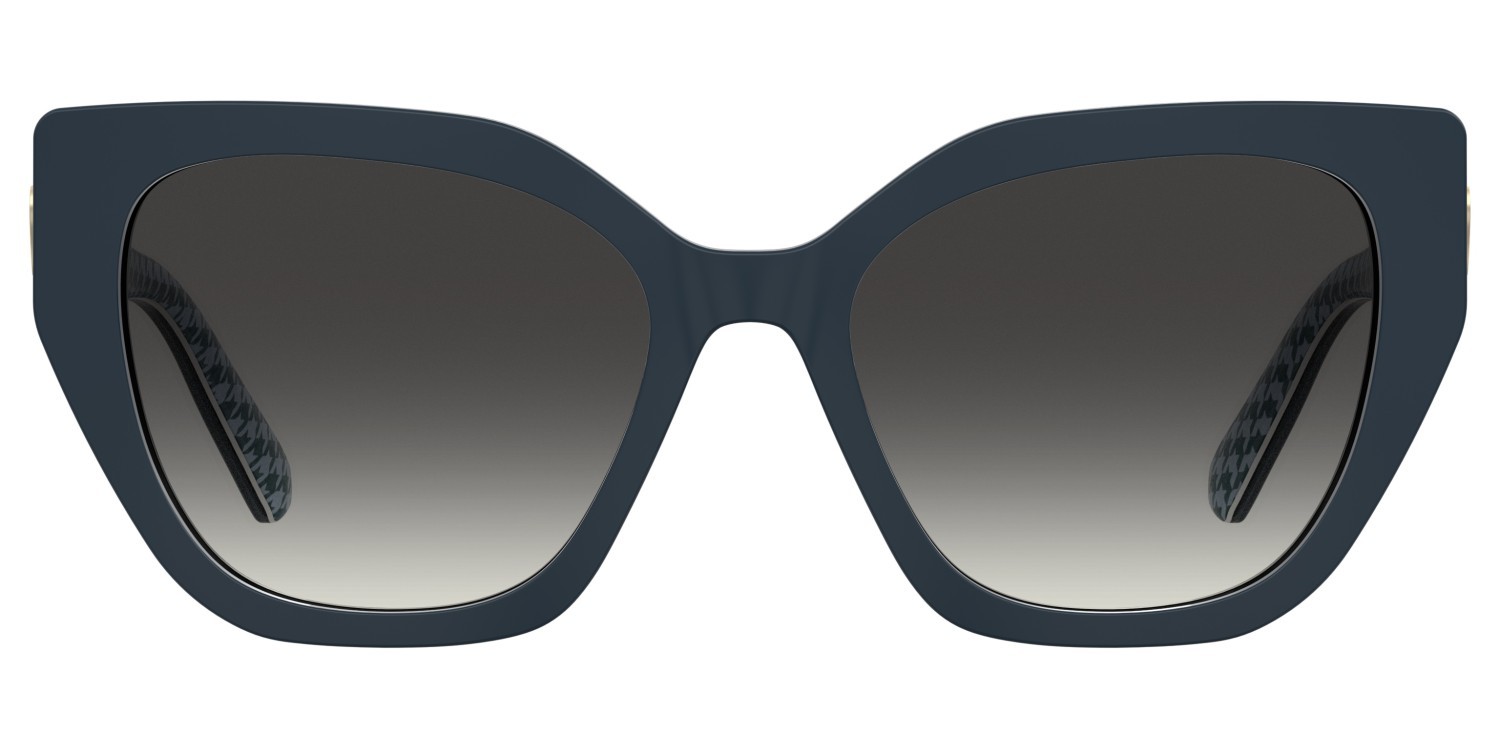 Sunglasses Moschino Love Mol098/S 208534 S6F 9O color blue pattern shape cat eye lenses dark grey shaded