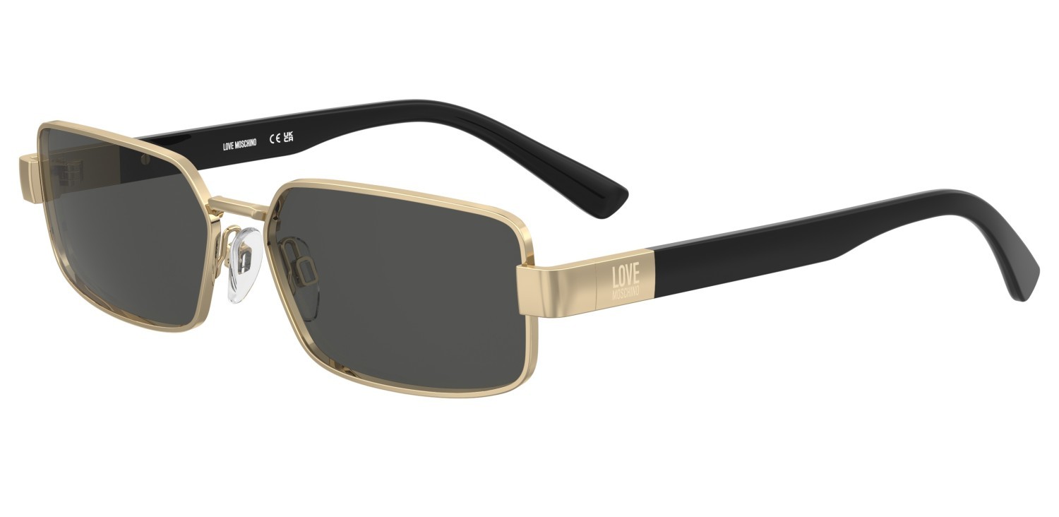 Sunglasses Moschino Love Mol100/S 208535 000 IR color rose gold shape rectangle lenses grey