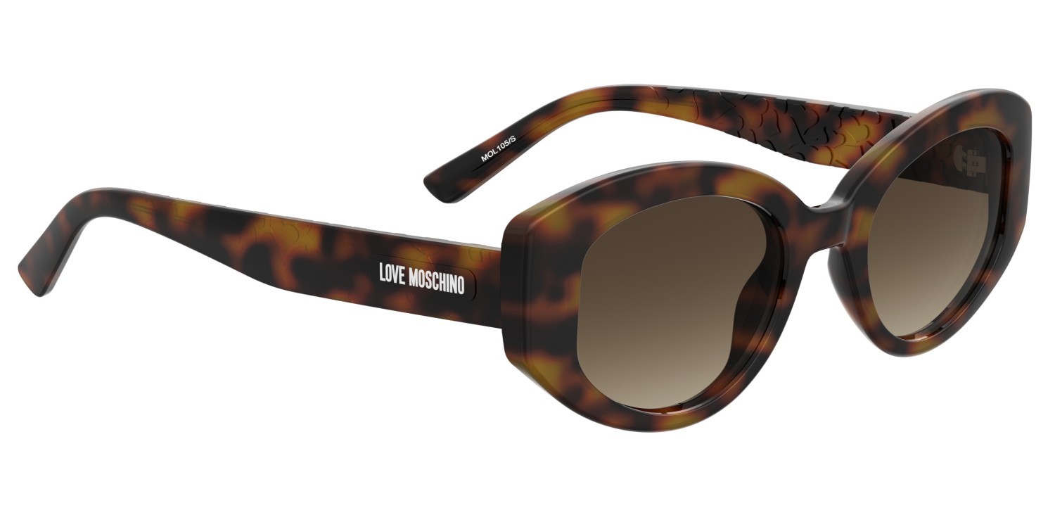 Sunglasses Moschino Love Mol105/S 208536 WR9 HA color brown havana shape cat eye lenses brown shaded