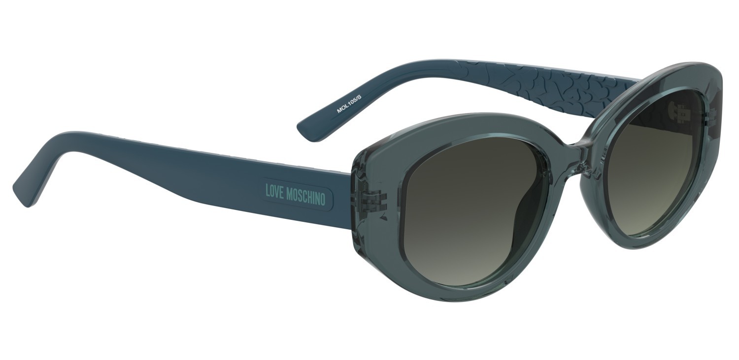 Sunglasses Moschino Love Mol105/S 208536 ZI9 IB color teal shape cat eye lenses grey green