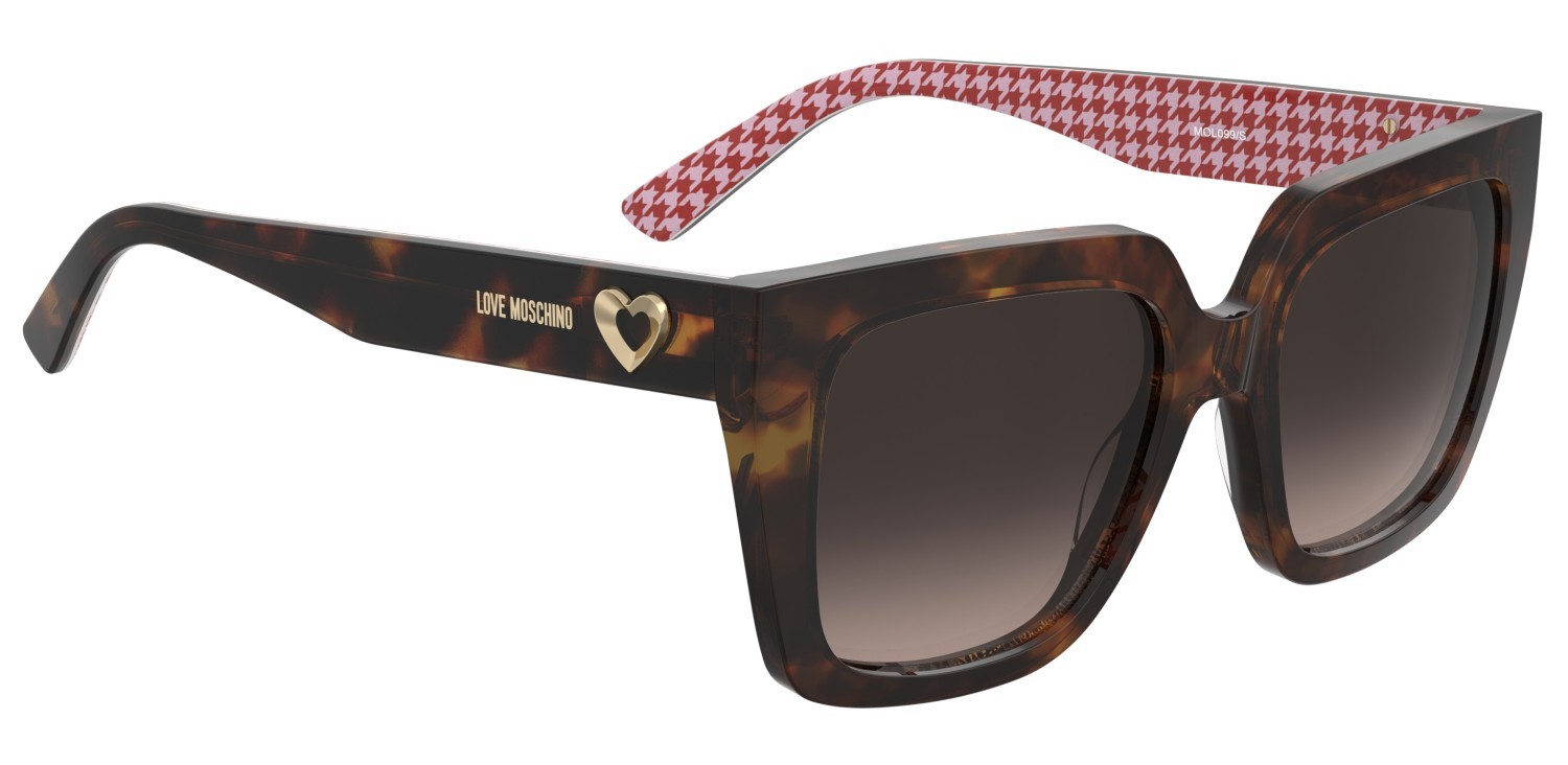 Occhiali da sole Moschino Love Mol099/S 208537 2VM HA colore havana pattern forma quadrato lenti brown shaded