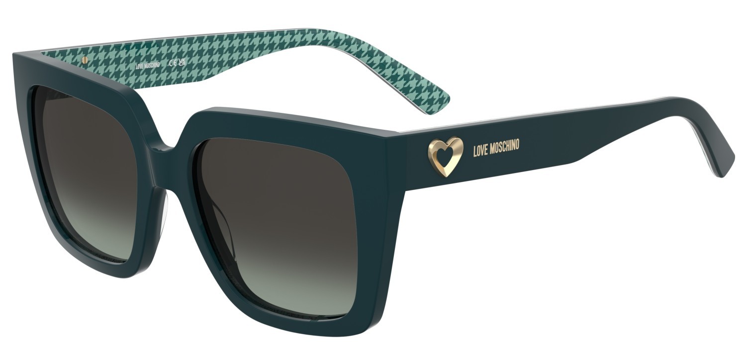 Sunglasses Moschino Love Mol099/S 208537 6HO IB color green pattern shape square lenses grey green