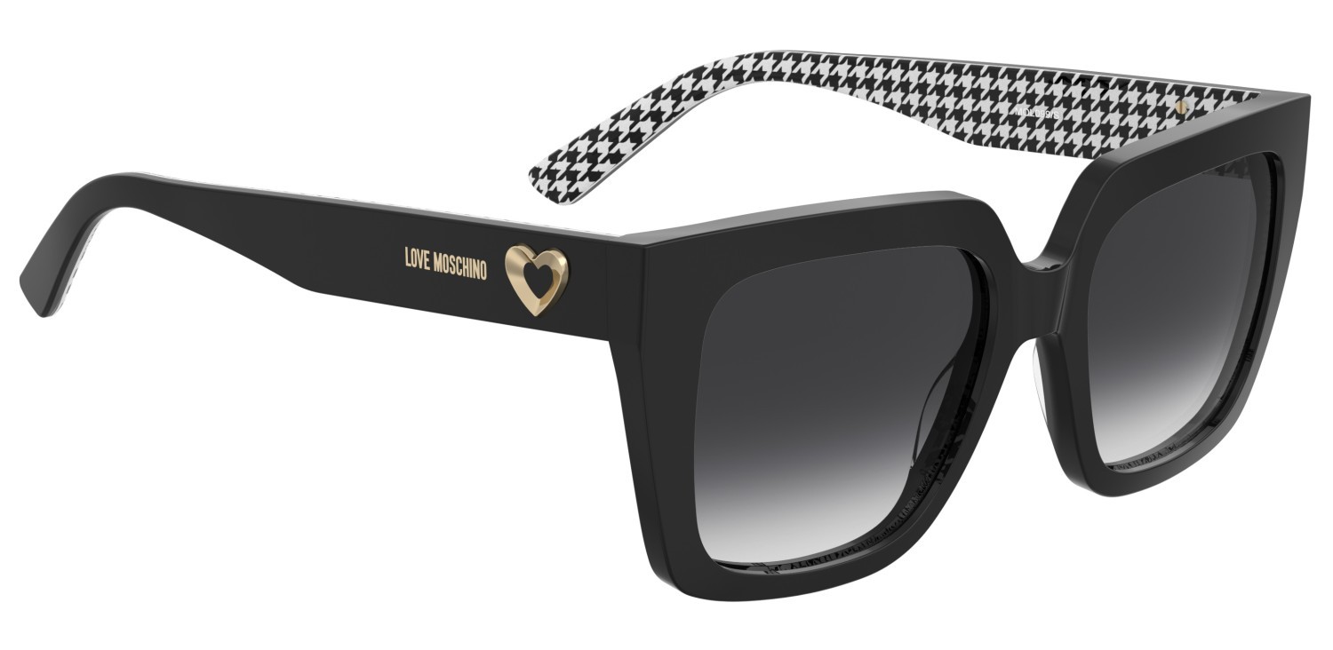 Sunglasses Moschino Love Mol099/S 208537 7RM 9O color pattern black shape square lenses dark grey shaded