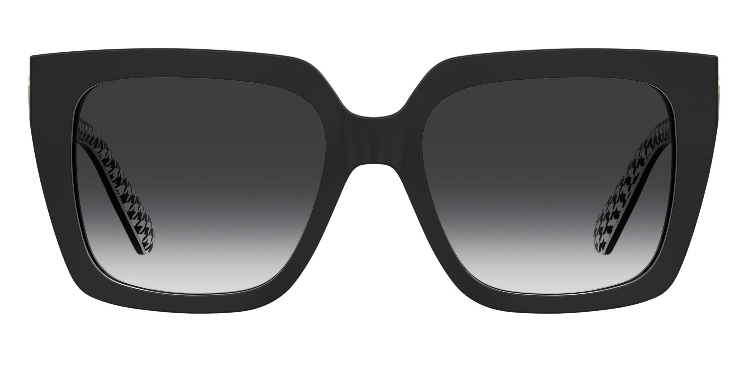 Sunglasses Moschino Love Mol099/S 208537 7RM 9O color pattern black shape square lenses dark grey shaded