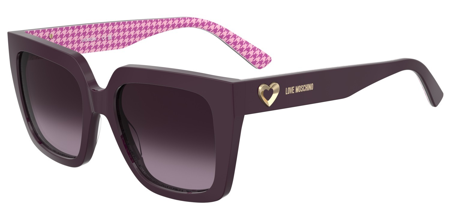 Sunglasses Moschino Love Mol099/S 208537 BPK DG color pattern violet shape square lenses violet shaded