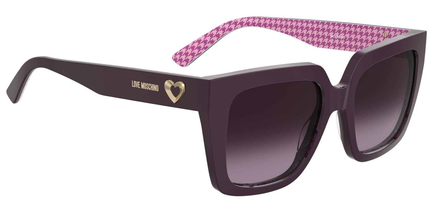 Sunglasses Moschino Love Mol099/S 208537 BPK DG color pattern violet shape square lenses violet shaded