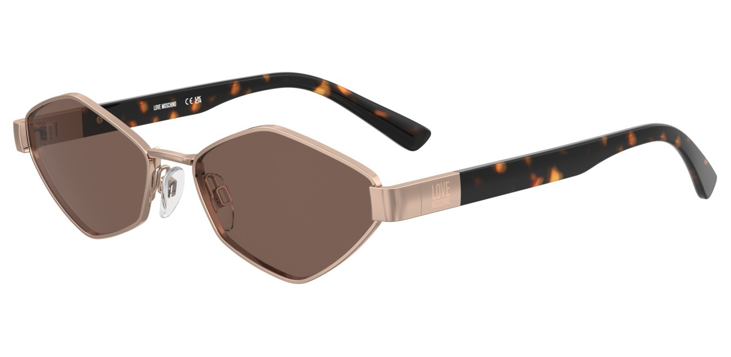 Sunglasses Moschino Love Mol101/S 208538 DDB 4S color gold copper shape rectangle lenses burgundy