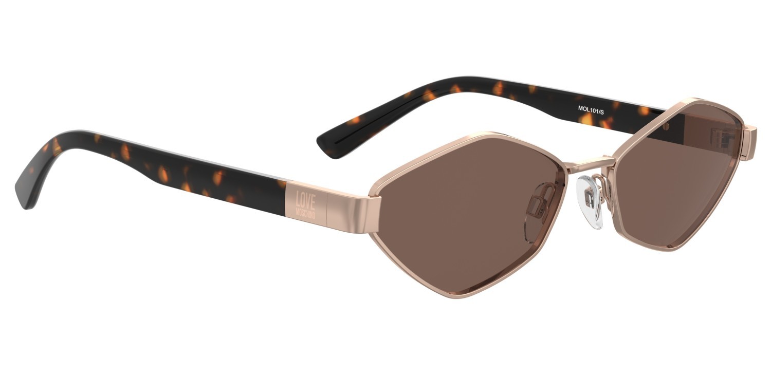 Sunglasses Moschino Love Mol101/S 208538 DDB 4S color gold copper shape rectangle lenses burgundy