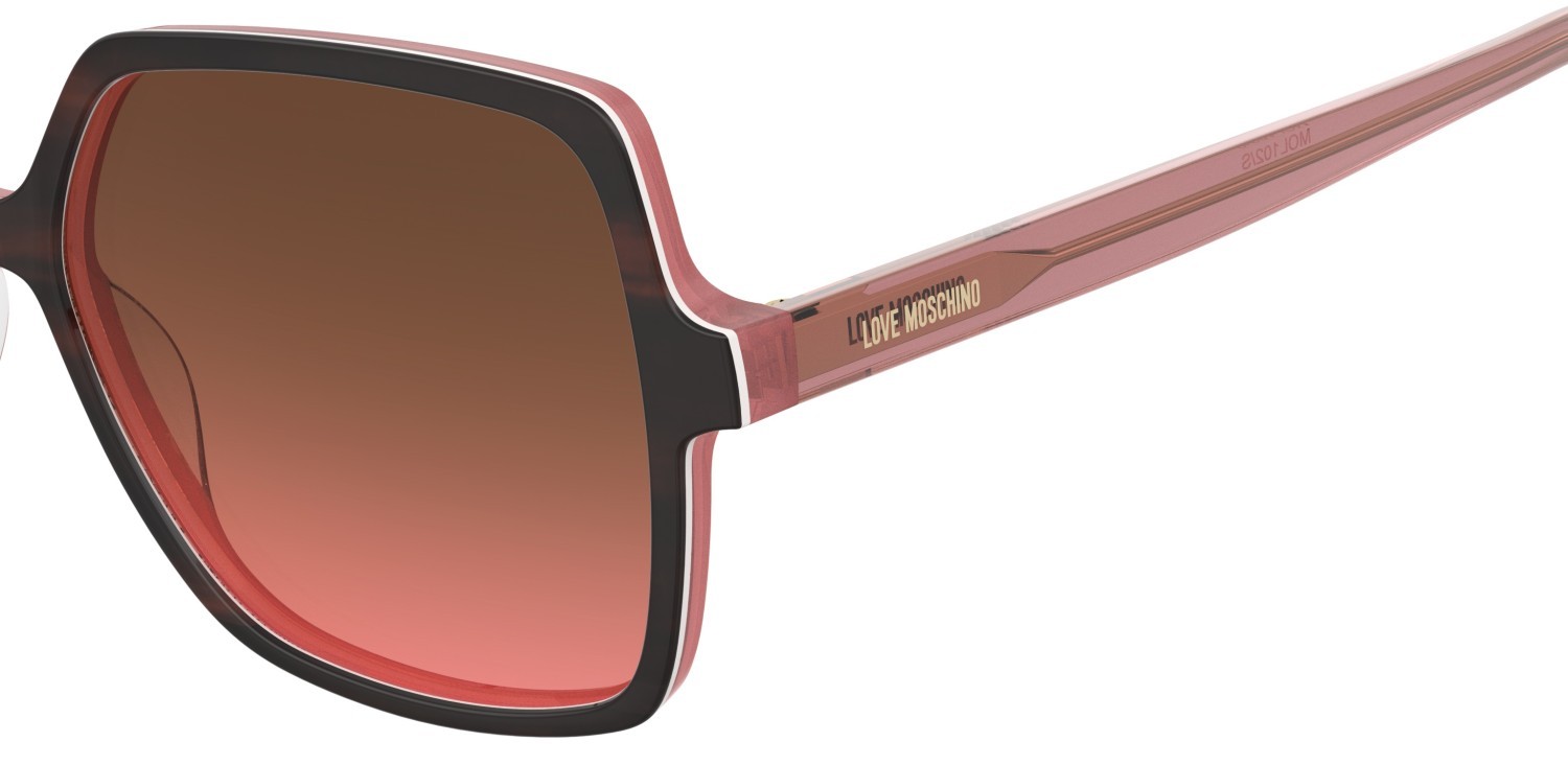 Sonnenbrillen Moschino Love Mol102/S 208539 EX4 M2 farbe brown horn form quadratisch gläser brown pink shaded