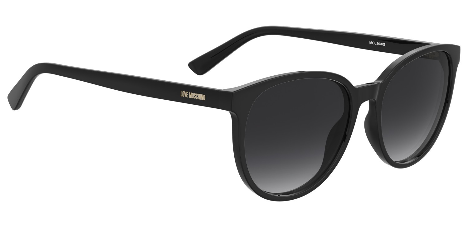 Sunglasses Moschino Love Mol103/S 208540 807 9O color black shape round lenses dark grey shaded