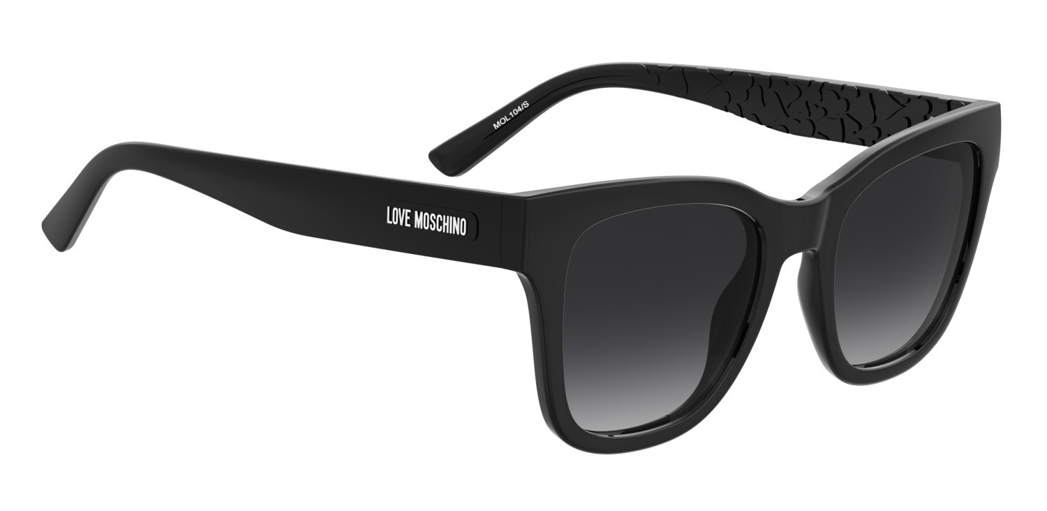 Sunglasses Moschino Love Mol104/S 208541 807 9O color black shape square lenses dark grey shaded
