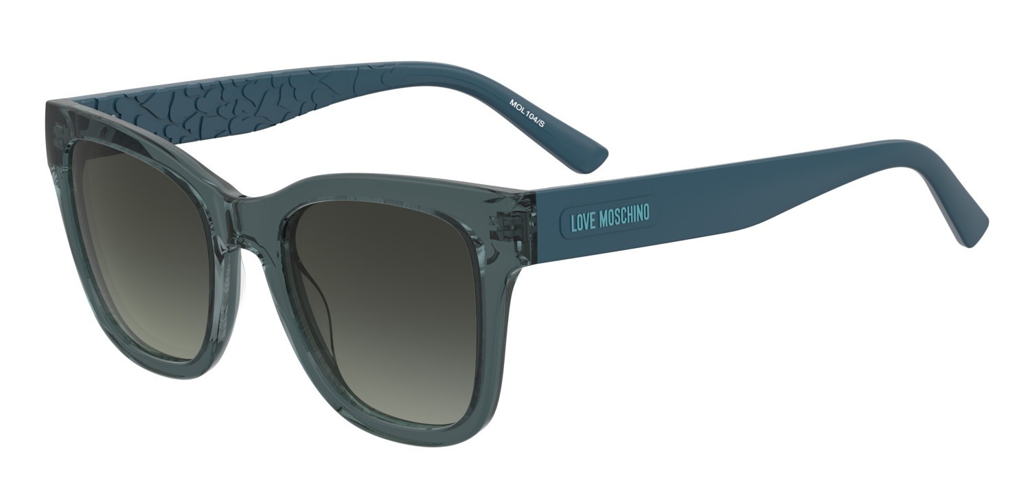 Sunglasses Moschino Love Mol104/S 208541 ZI9 IB color teal shape square lenses grey green