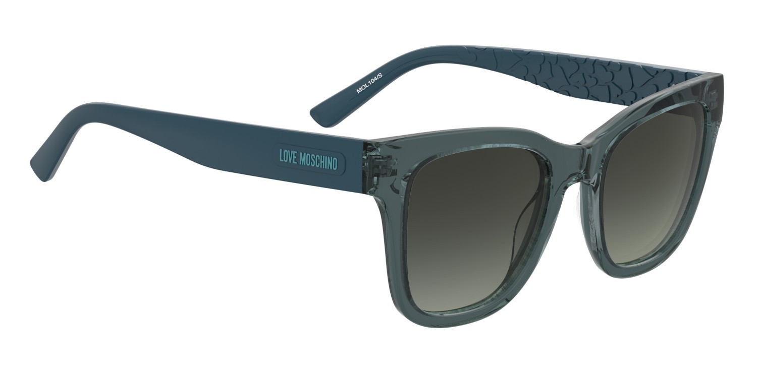 Sunglasses Moschino Love Mol104/S 208541 ZI9 IB color teal shape square lenses grey green