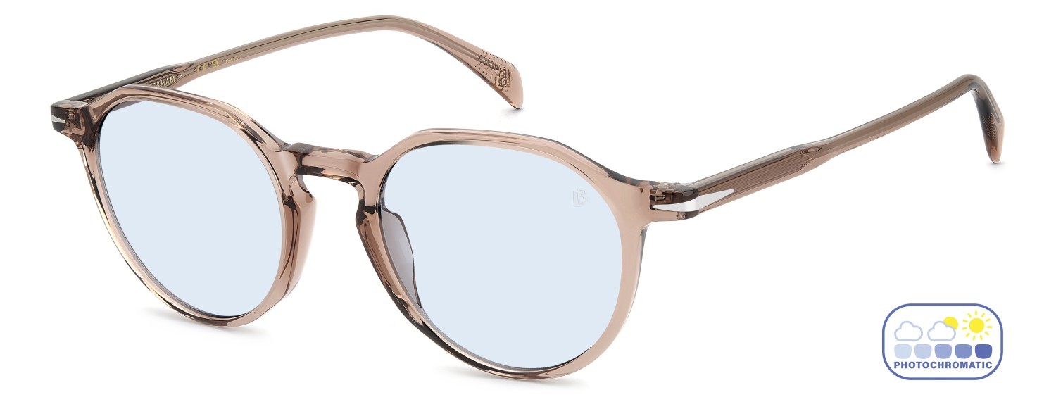 Sunglasses David Beckham Db 1217/S 208542 35J QZ color pink shape pantos lenses azure photocromatic