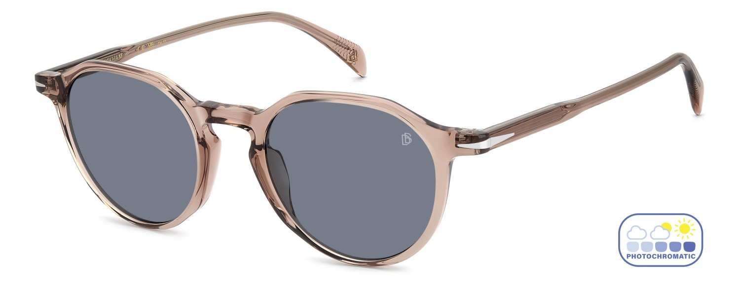 Sunglasses David Beckham Db 1217/S 208542 35J QZ color pink shape pantos lenses azure photocromatic