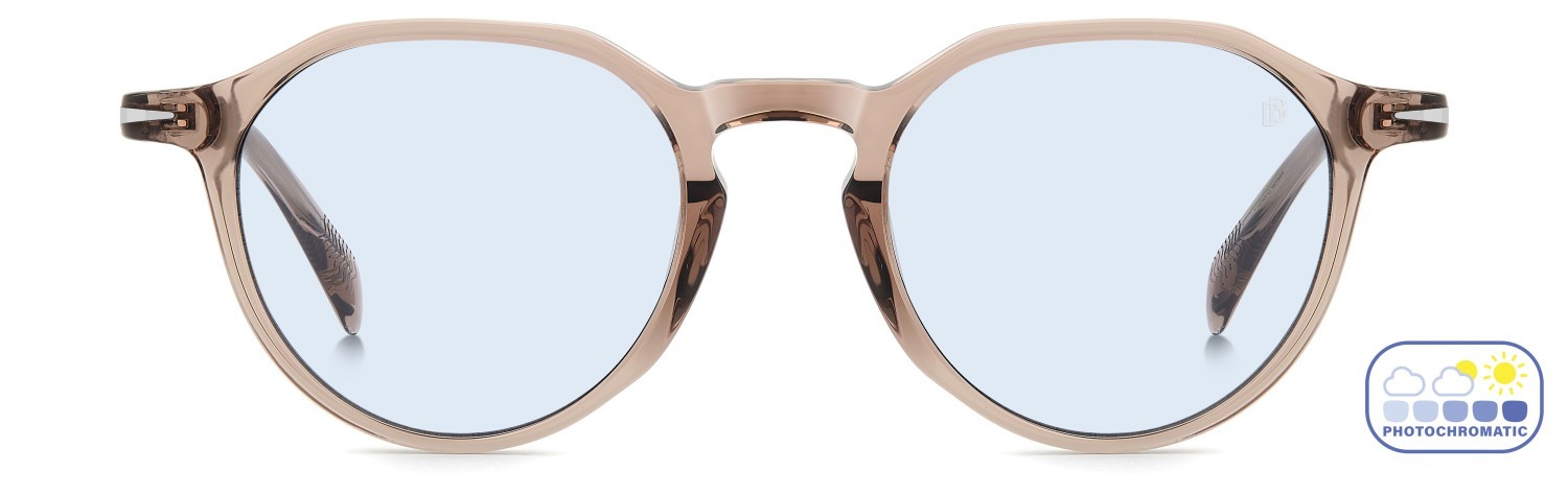 Sunglasses David Beckham Db 1217/S 208542 35J QZ color pink shape pantos lenses azure photocromatic