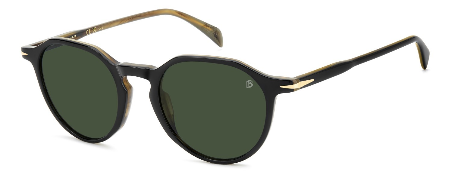 Sunglasses David Beckham Db 1217/S 208542 PPO O7 color striped black beige shape pantos lenses green lightgreen antireflex