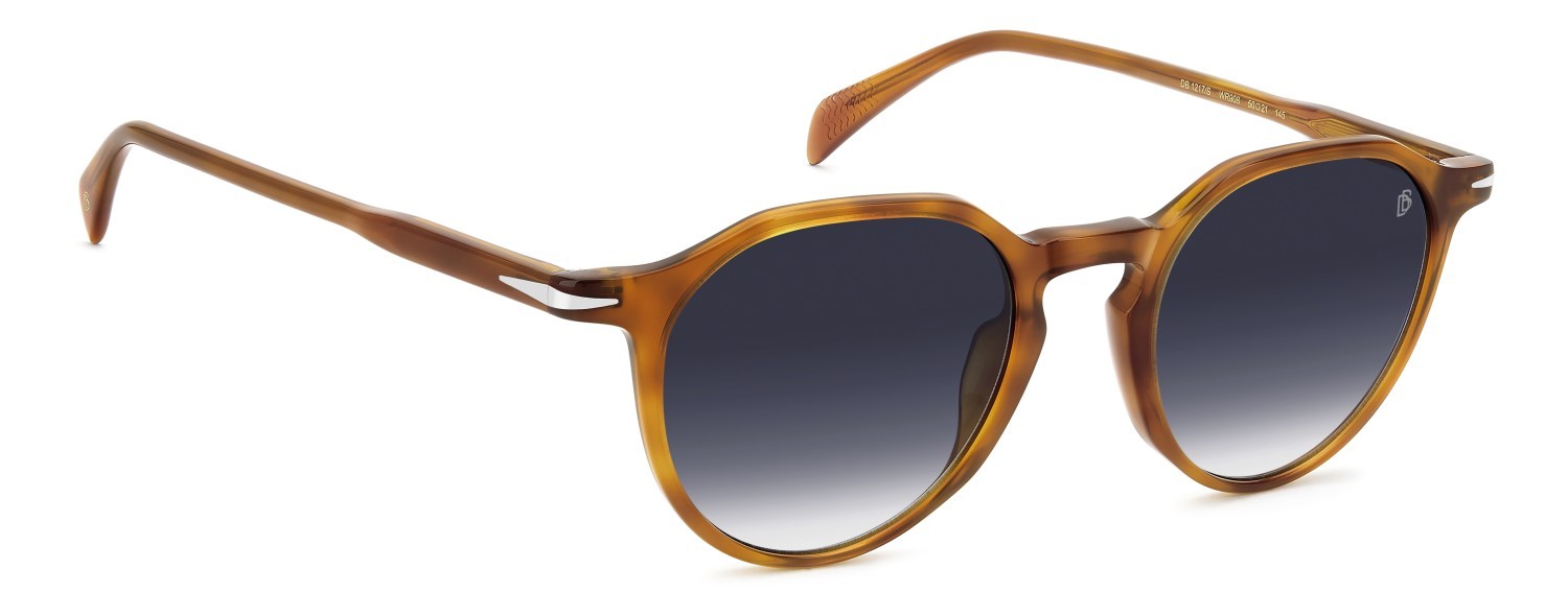 Sunglasses David Beckham Db 1217/S 208542 WR9 08 color brown havana shape pantos lenses dk blue shaded