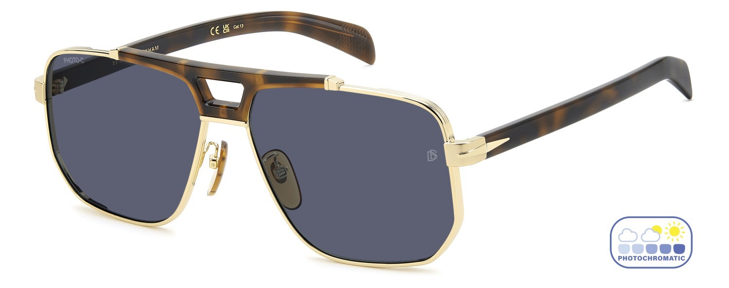 Sunglasses David Beckham Db 7157/S 208545 0NR SD color gold brown havana shape square lenses blue photochromatic antireflex