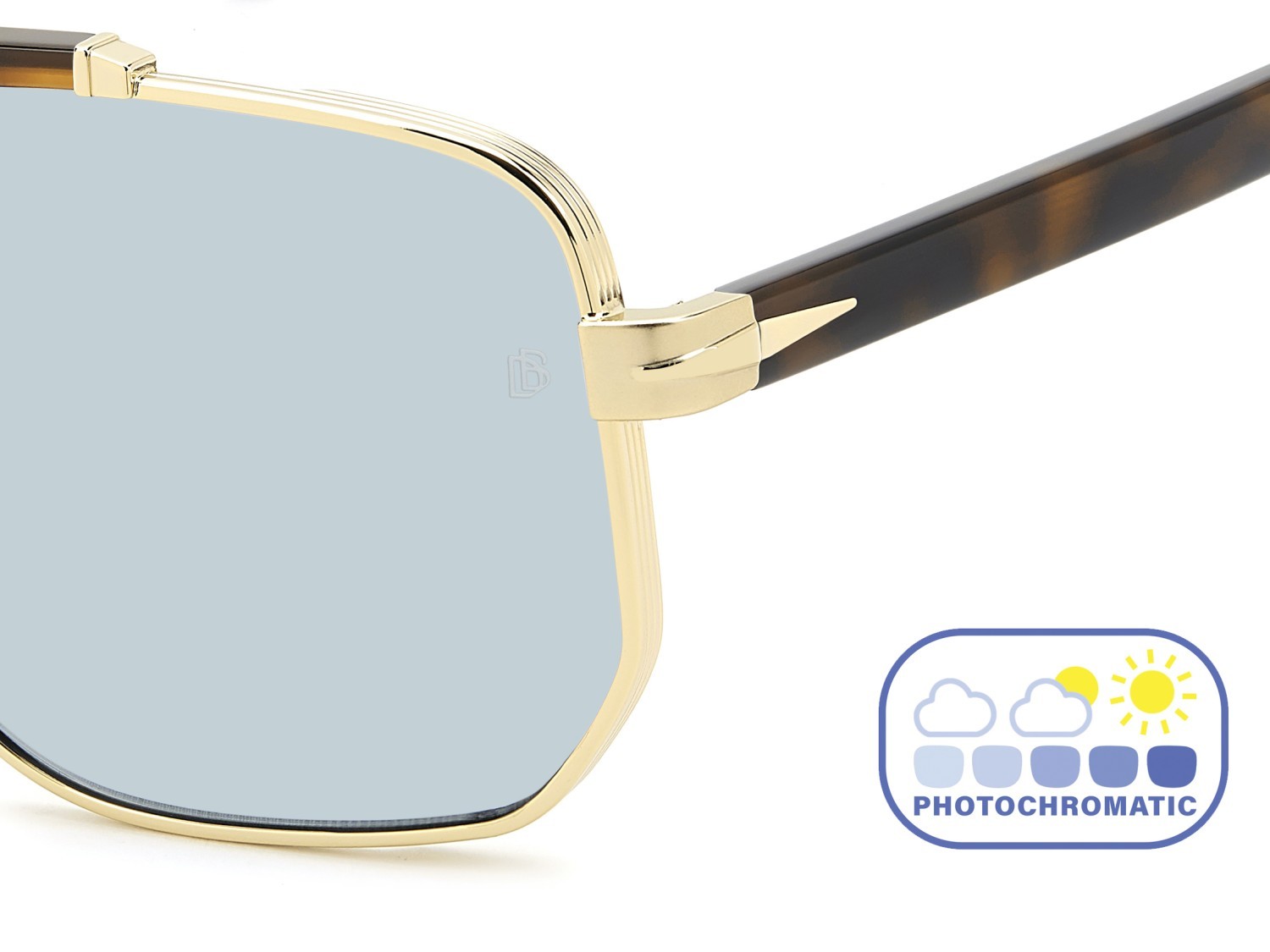 Sunglasses David Beckham Db 7157/S 208545 0NR SD color gold brown havana shape square lenses blue photochromatic antireflex