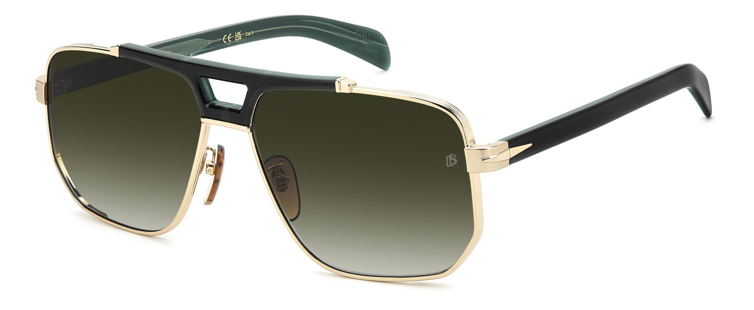 Sunglasses David Beckham Db 7157/S 208545 PEF 9K color gold green shape square lenses green shaded