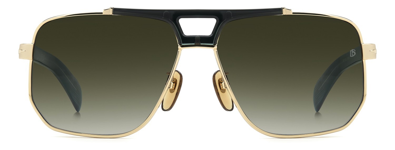 Sunglasses David Beckham Db 7157/S 208545 PEF 9K color gold green shape square lenses green shaded