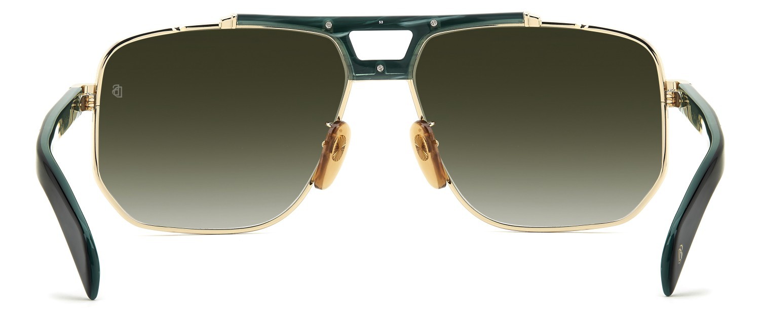 Sunglasses David Beckham Db 7157/S 208545 PEF 9K color gold green shape square lenses green shaded