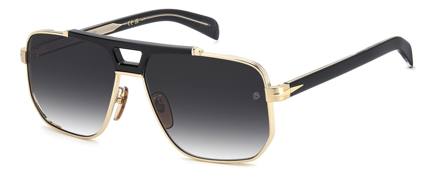 Sunglasses David Beckham Db 7157/S 208545 RHL 9O color gold black 2 shape square lenses dark grey shaded