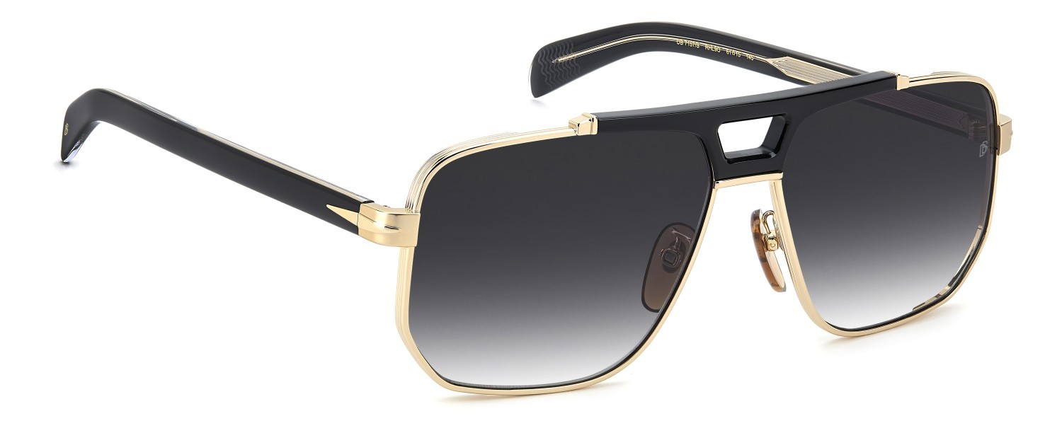 Sunglasses David Beckham Db 7157/S 208545 RHL 9O color gold black 2 shape square lenses dark grey shaded