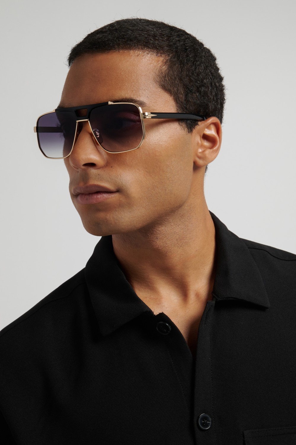 Sunglasses David Beckham Db 7157/S 208545 RHL 9O color gold black 2 shape square lenses dark grey shaded