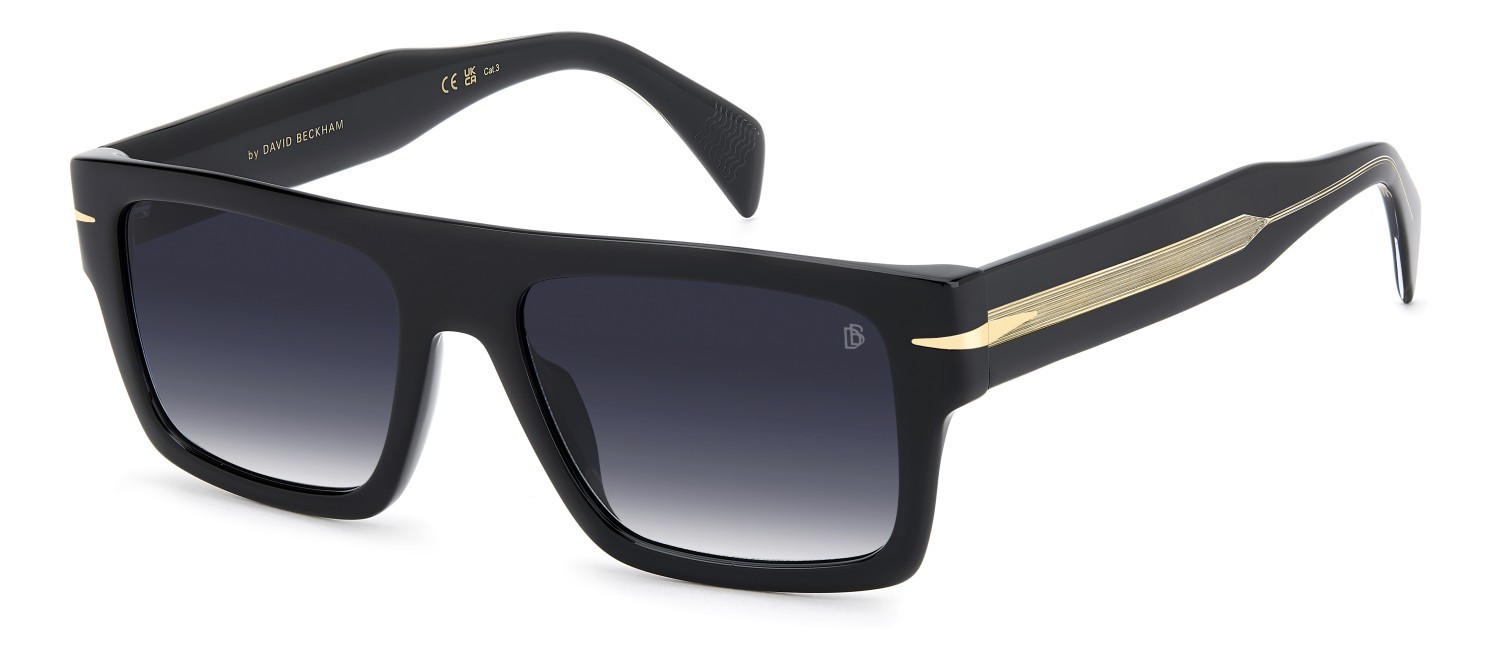 Sunglasses David Beckham Db 7161/S 208546 807 08 color black shape rectangle lenses dk blue shaded