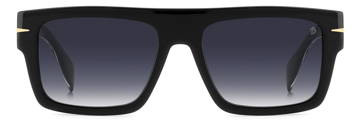 Sunglasses David Beckham Db 7161/S 208546 807 08 color black shape rectangle lenses dk blue shaded