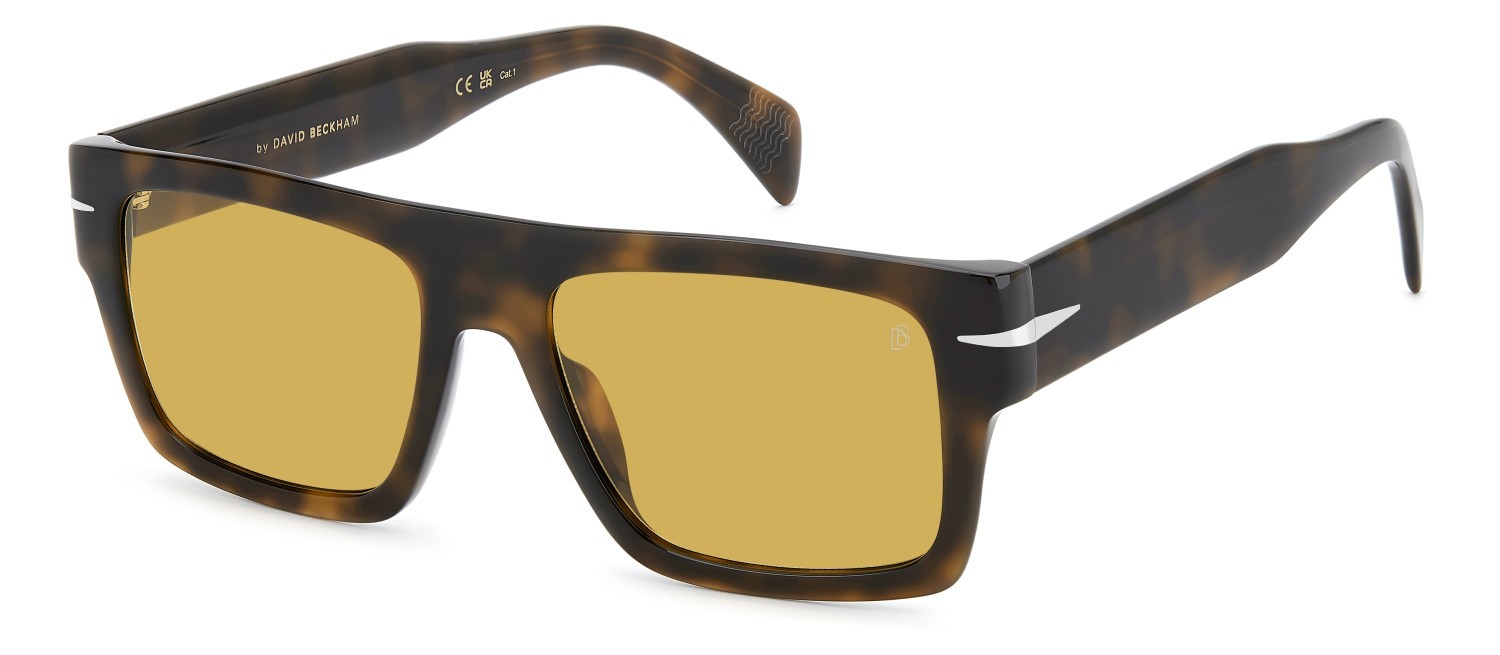 Sunglasses David Beckham Db 7161/S 208546 WR9 HO color brown havana shape rectangle lenses yellow