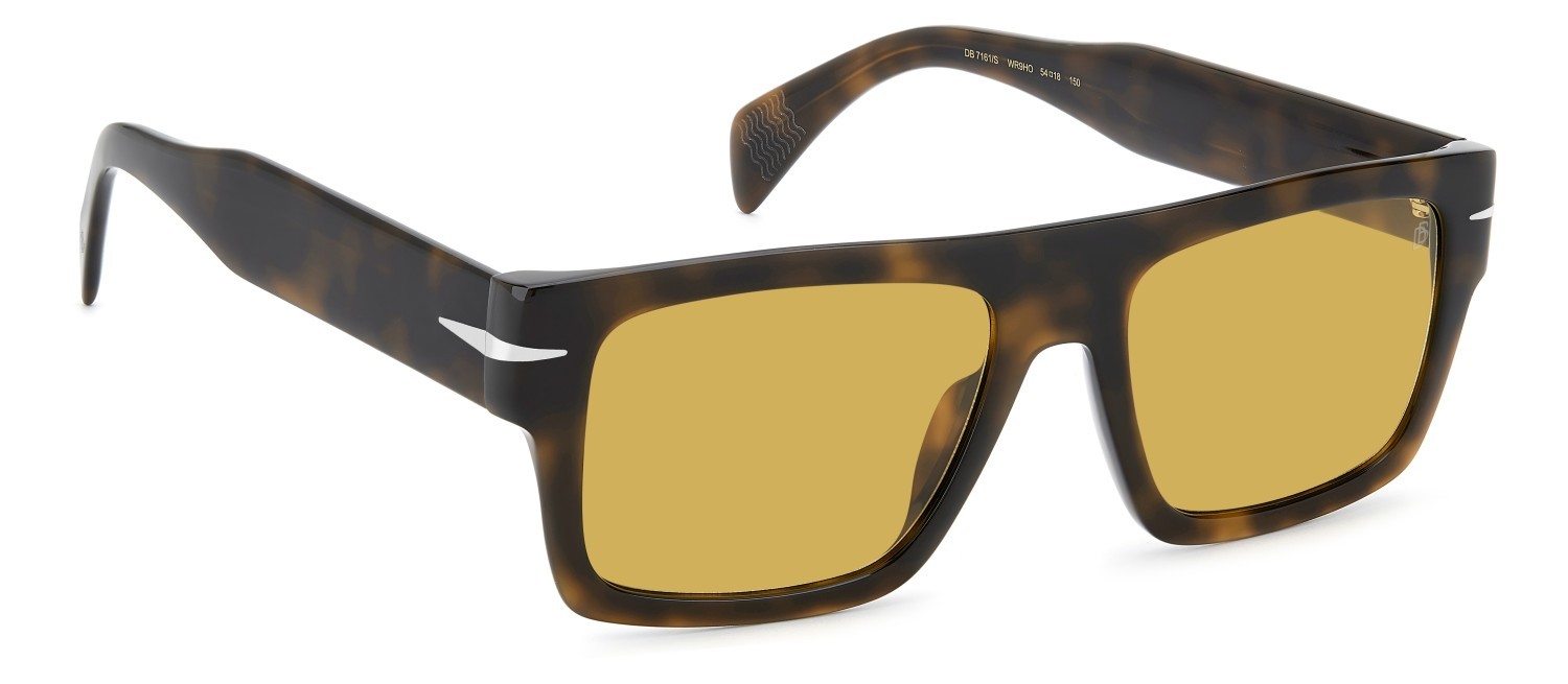 Sunglasses David Beckham Db 7161/S 208546 WR9 HO color brown havana shape rectangle lenses yellow