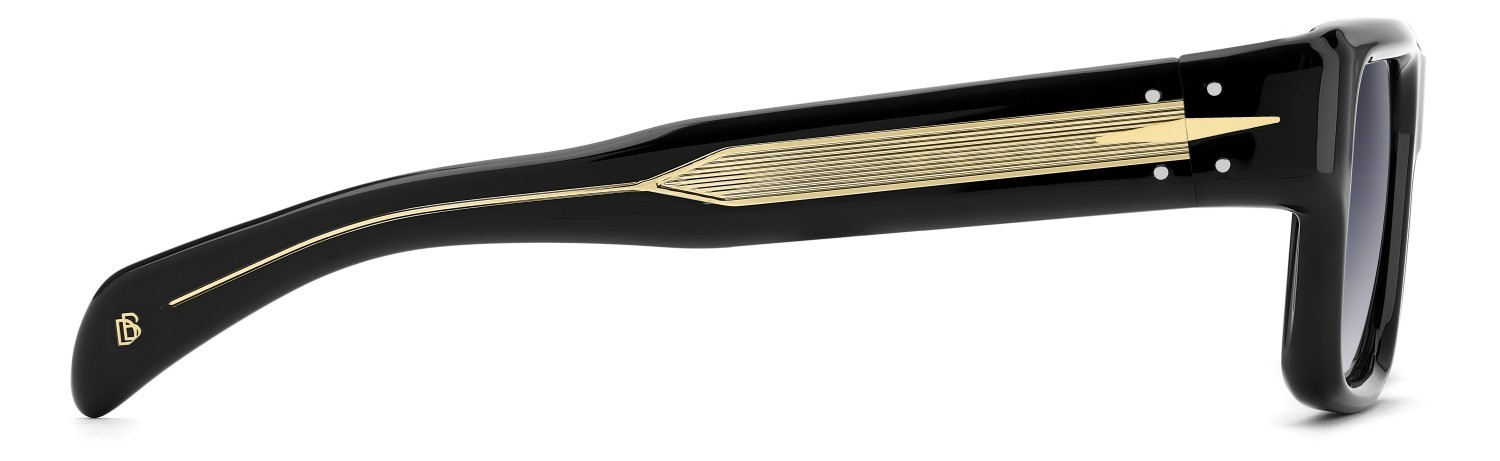 Sunglasses David Beckham Db 7159/S 208548 2M2 08 color black gold shape rectangle lenses dk blue shaded