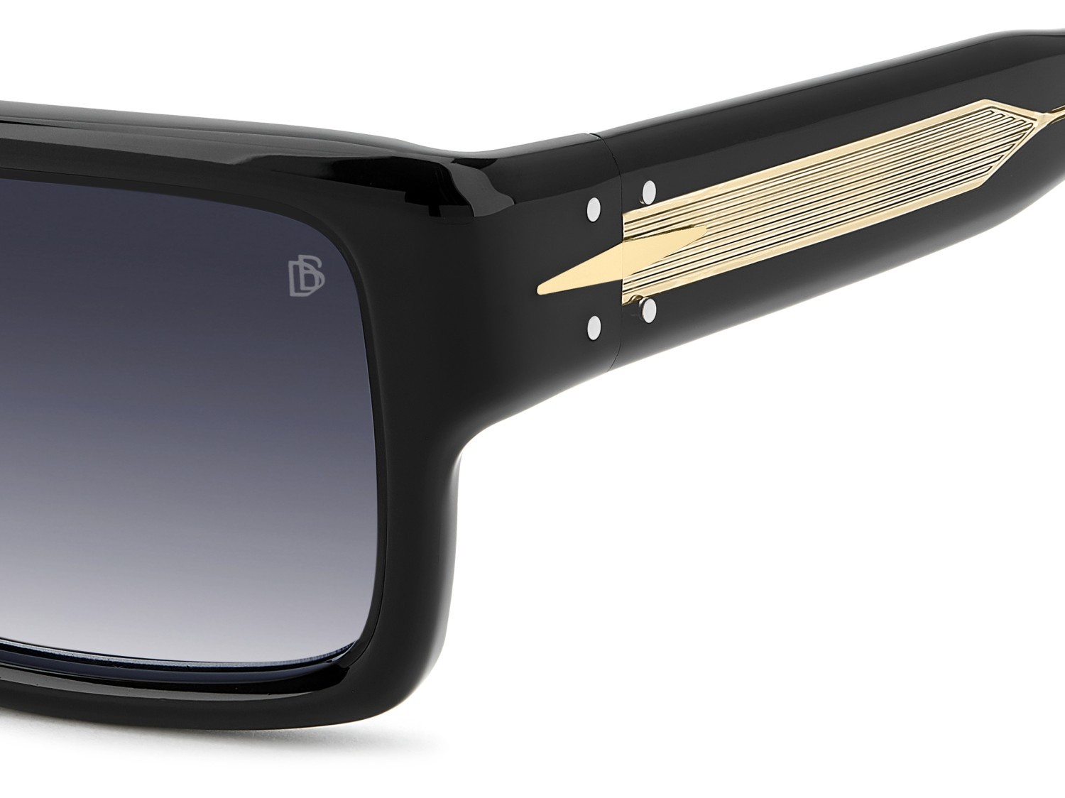 Sunglasses David Beckham Db 7159/S 208548 2M2 08 color black gold shape rectangle lenses dk blue shaded