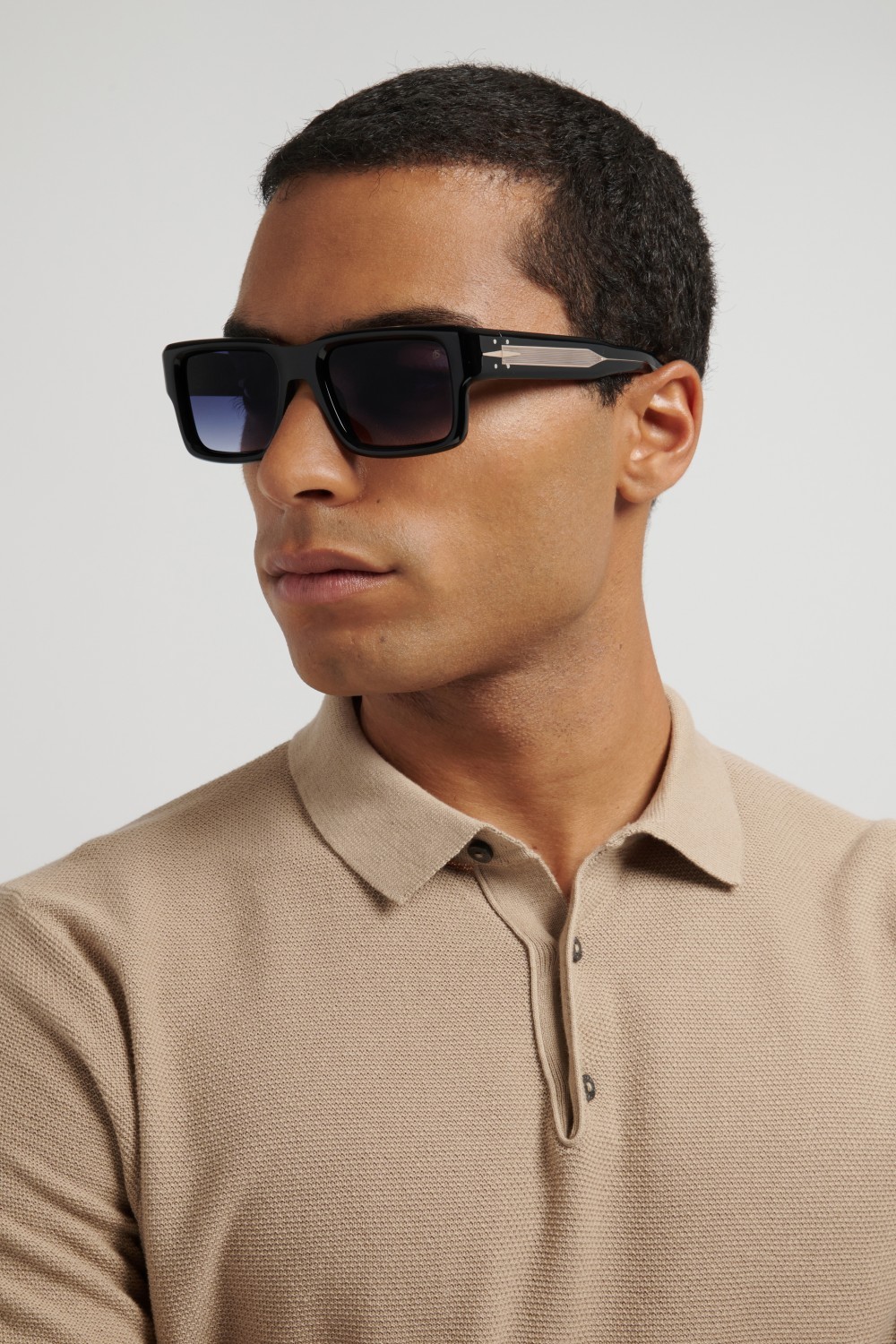 Sunglasses David Beckham Db 7159/S 208548 2M2 08 color black gold shape rectangle lenses dk blue shaded
