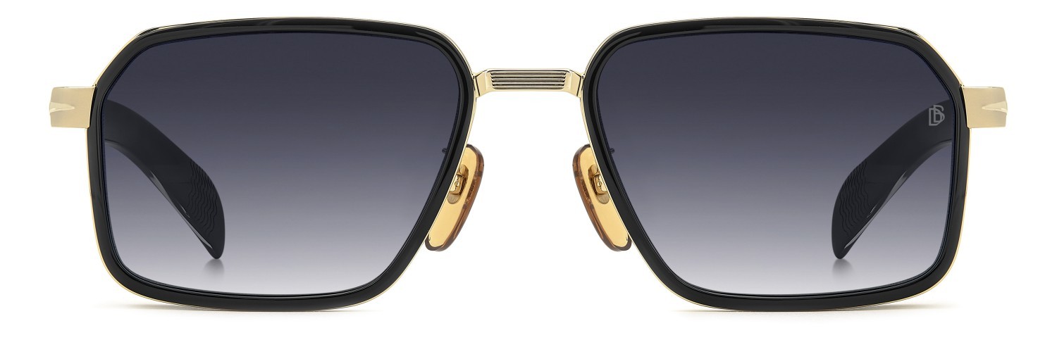Sunglasses David Beckham Db 7158/S 208549 RHL 08 color gold black 2 shape rectangle lenses dk blue shaded