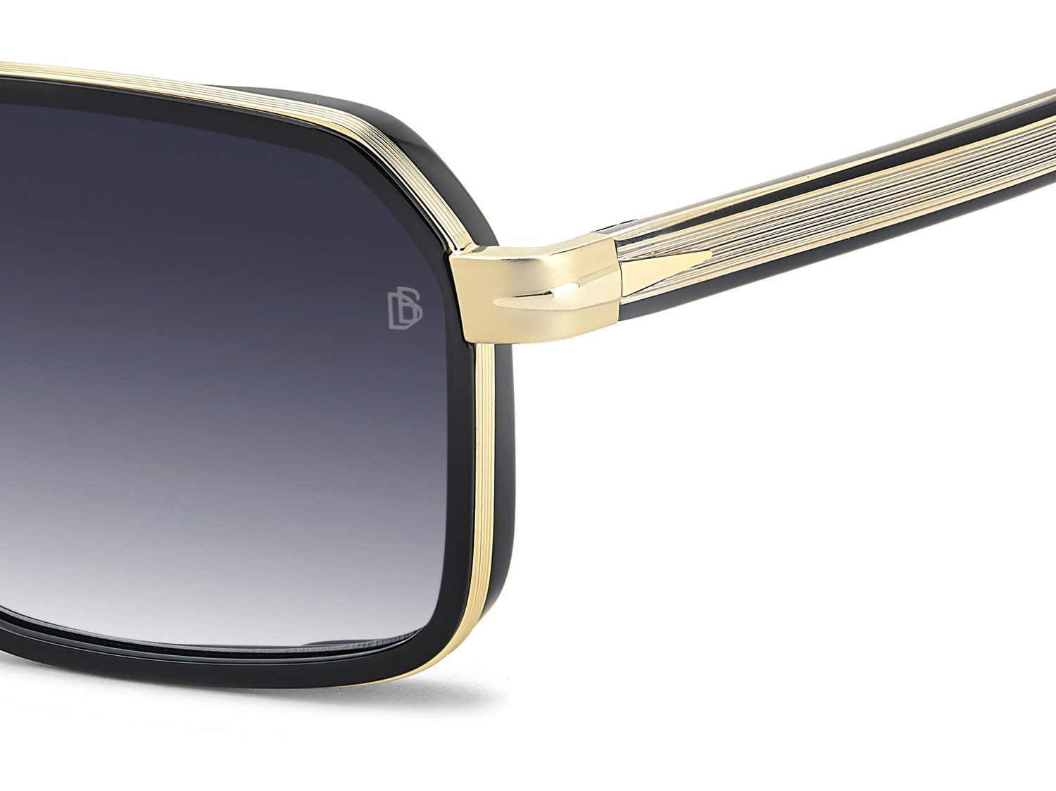 Sunglasses David Beckham Db 7158/S 208549 RHL 08 color gold black 2 shape rectangle lenses dk blue shaded