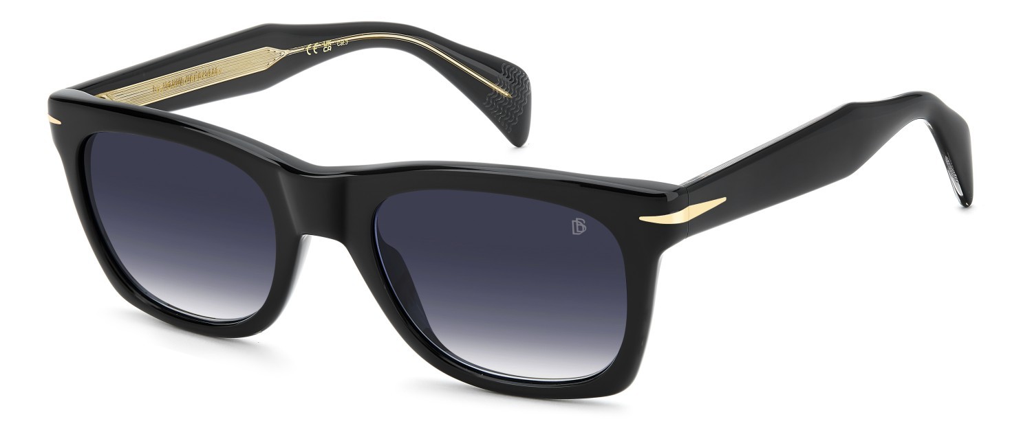 Sunglasses David Beckham Db 1222/S 208552 807 08 color black shape rectangle lenses dk blue shaded