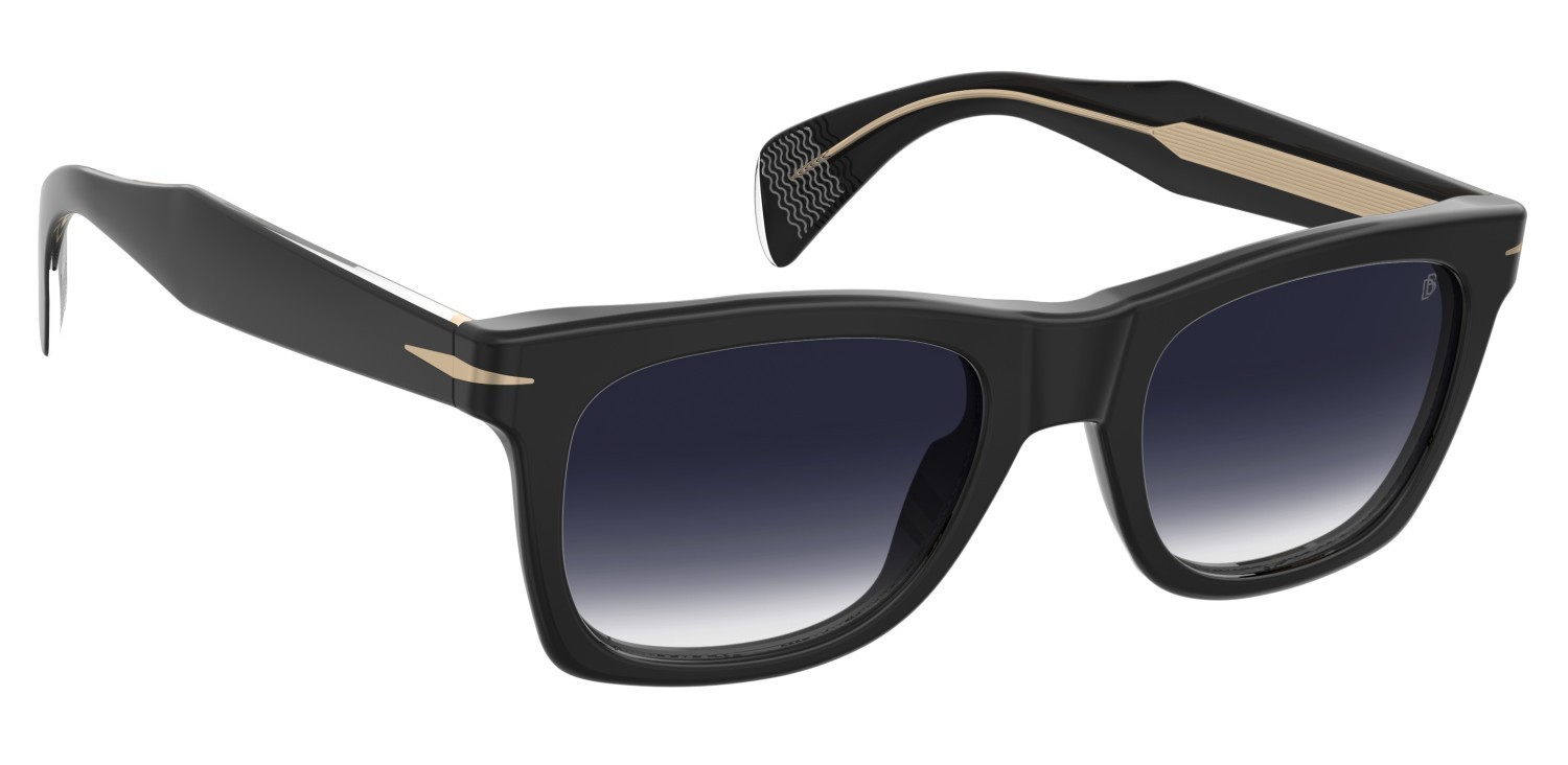 Sunglasses David Beckham Db 1222/S 208552 807 08 color black shape rectangle lenses dk blue shaded