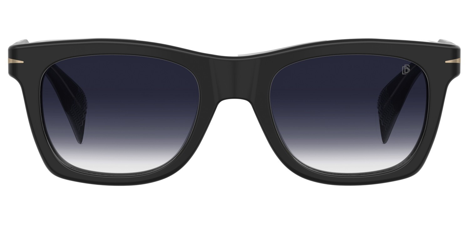 Sunglasses David Beckham Db 1222/S 208552 807 08 color black shape rectangle lenses dk blue shaded