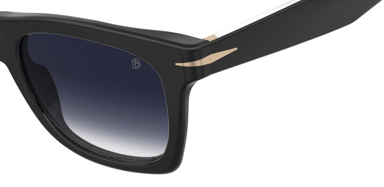 Sunglasses David Beckham Db 1222/S 208552 807 08 color black shape rectangle lenses dk blue shaded