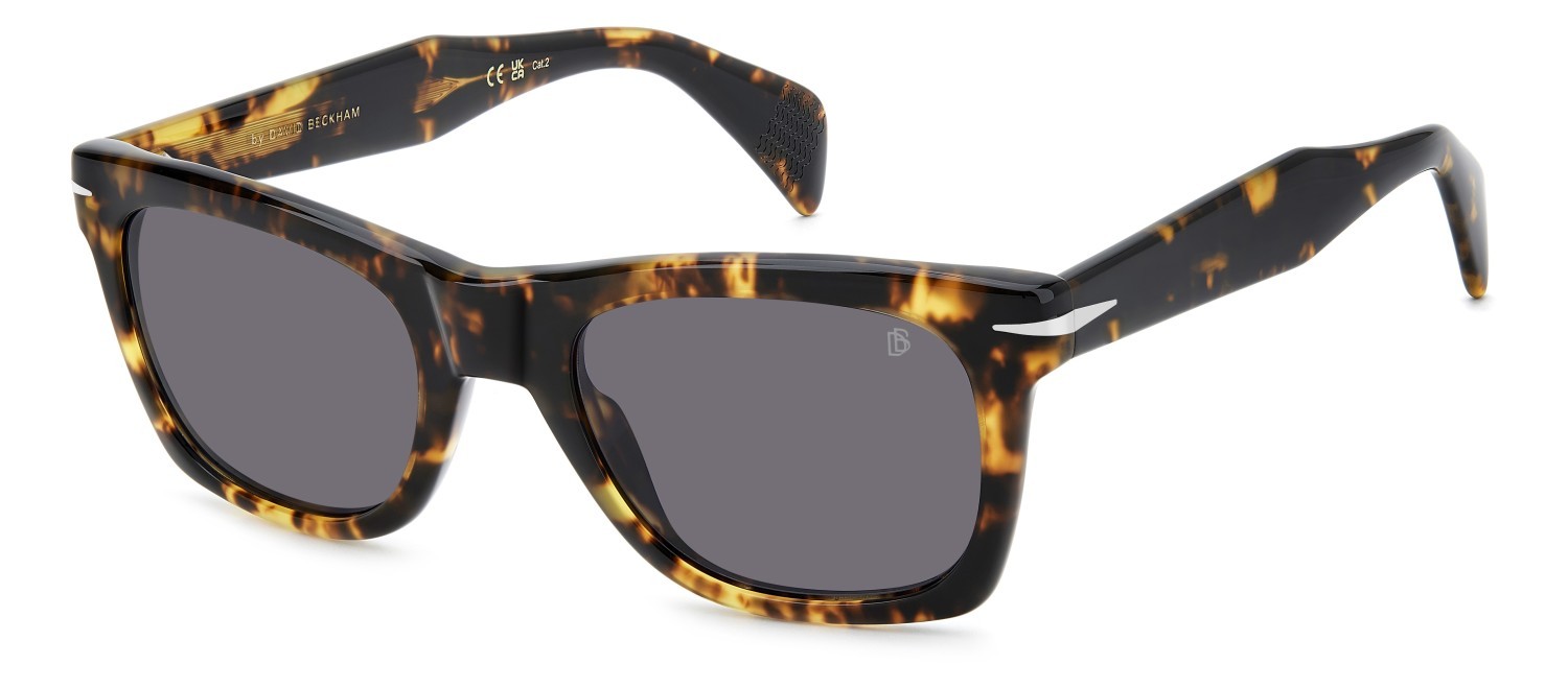 Sunglasses David Beckham Db 1222/S 208552 P65 UR color brown yellow havana shape rectangle lenses violet